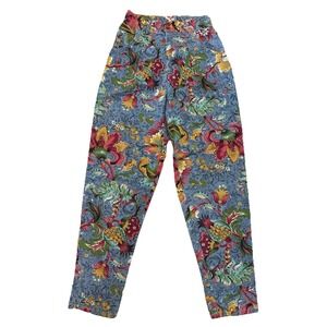 Vtg Vivaldi Jeanswear Floral High Waist Tapered Mom Jeans Pants Made In USA 8